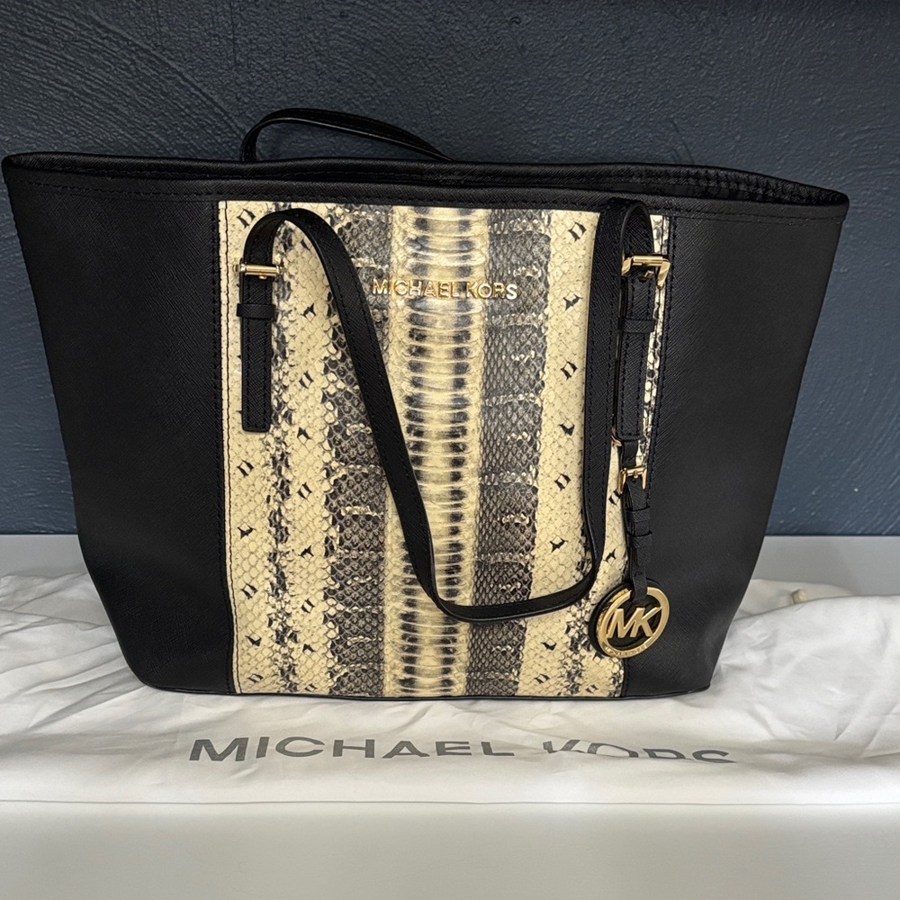 Michael Kors Black and Gold Tote